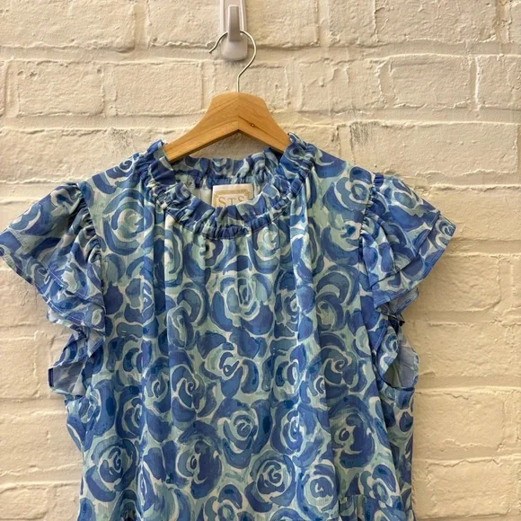 Tuckernuck || Sail to‎ Sable Floral Tiered Mini Dress A-Line Blur Large - Picture 2 of 8